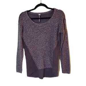 Design Lab by Lord & Taylor Gray Heathered Mixed Knit Pullover Sweater Size XS